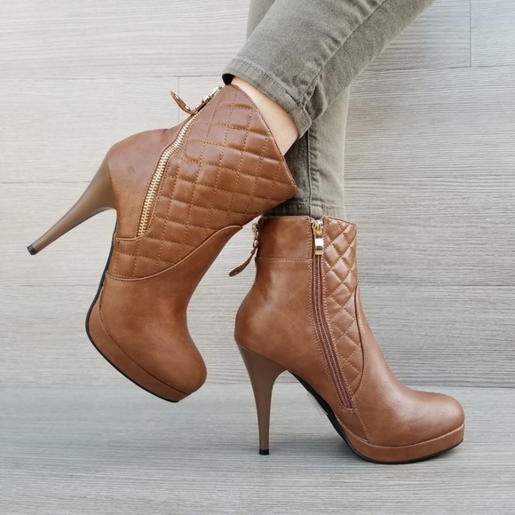 Platform High Heel Ankle Boots Fur inside-BB - Picture 4 of 8